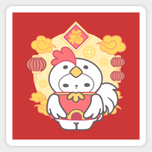 Feathery Charm: Chicken Rooster Zodiac Sticker